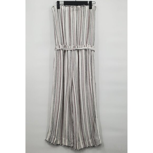 Cloth & Stone Strapless Wide Leg Jumpsuit Crop Stripe Small Women Multicolor - Picture 2 of 13